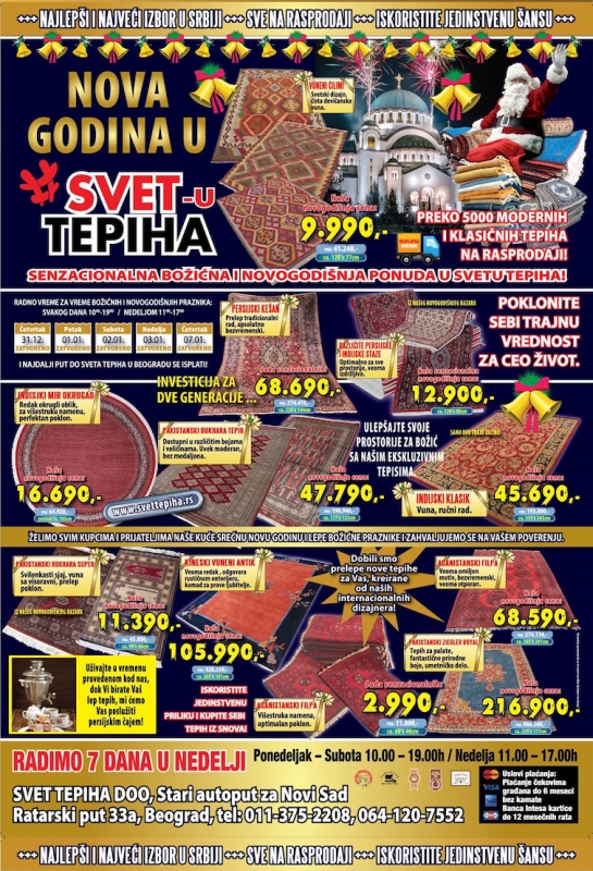Novogodišnji popusti do 70% od 4.do 31. Decembra.
